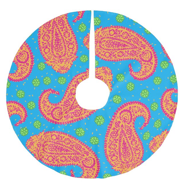 Colorful Paisley Pattern Brushed Polyester Tree Skirt (Front)