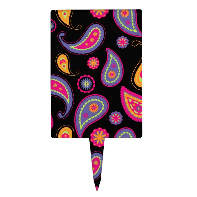 Colorful Paisley Pattern Cake Topper (Front)