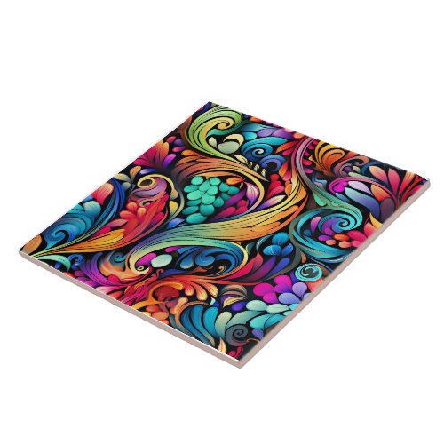 Colorful Paisley Pattern Ceramic Tile