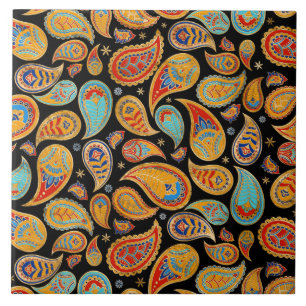 Colorful Paisley Pattern Ceramic Tile