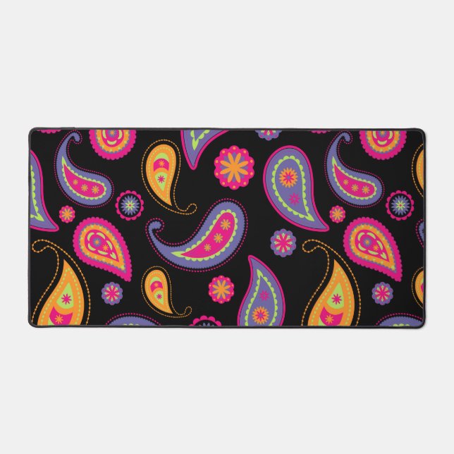 Colorful Paisley Pattern Desk Mat (Front)