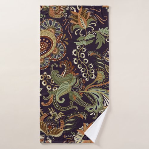 Colorful Paisley pattern Ethnic vintage wallpaper Bath Towel