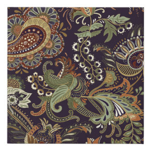 Colorful Paisley pattern. Ethnic vintage wallpaper Faux Canvas Print
