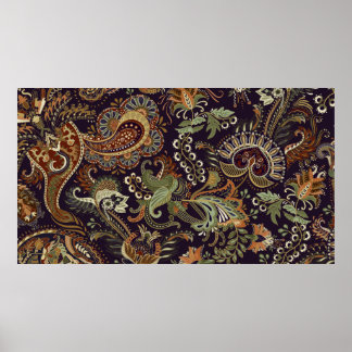 Colorful Paisley pattern. Ethnic vintage wallpaper Poster