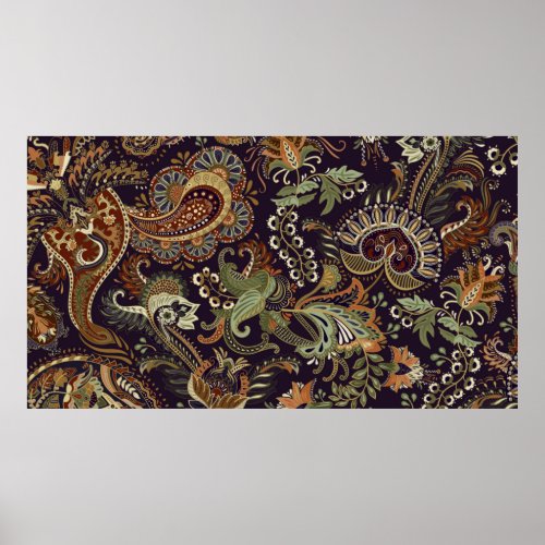 Colorful Paisley pattern Ethnic vintage wallpaper Poster