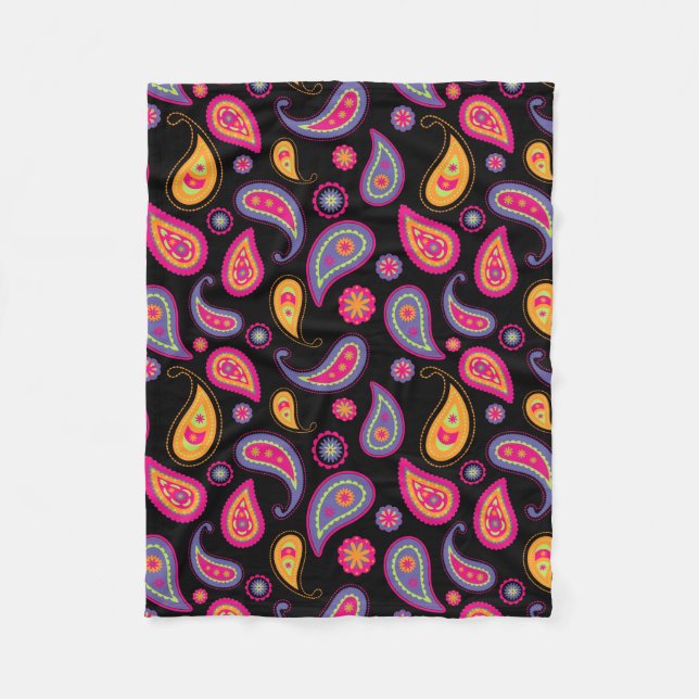 Colorful Paisley Pattern Fleece Blanket (Front)