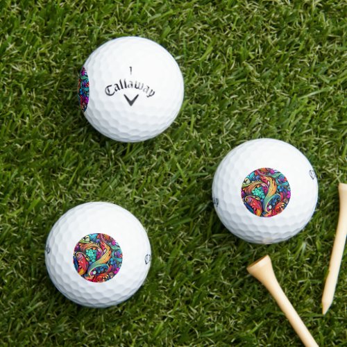 Colorful Paisley Pattern Golf Balls