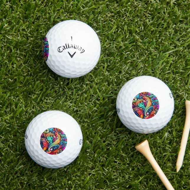 Colorful Paisley Pattern Golf Balls (Insitu Grass)