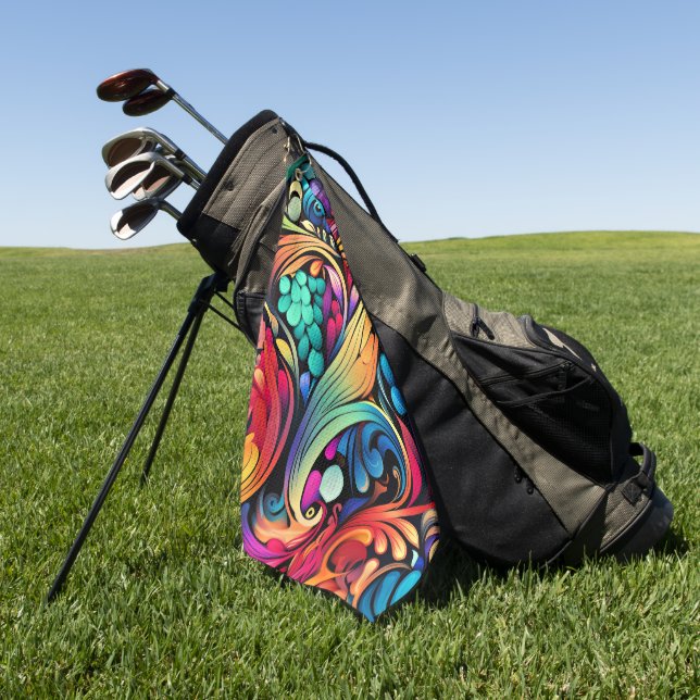 Colorful Paisley Pattern Golf Towel (Green)