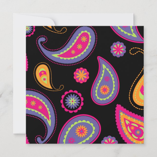 Colorful Paisley Pattern Invitation (Front)