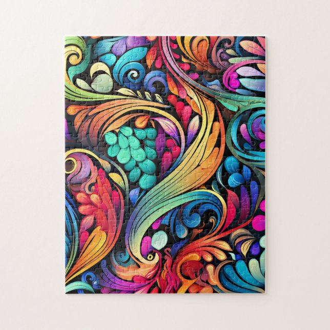 Colorful Paisley Pattern Jigsaw Puzzle (Vertical)