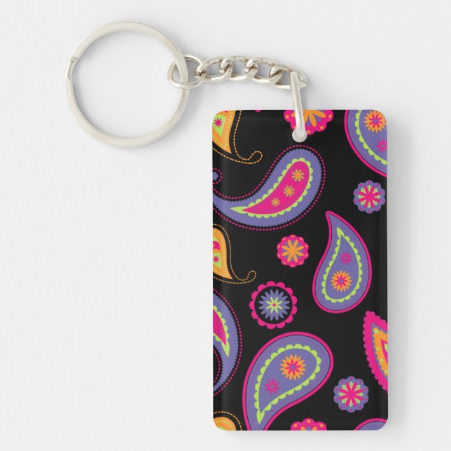 Colorful Paisley Pattern Keychain (Front)