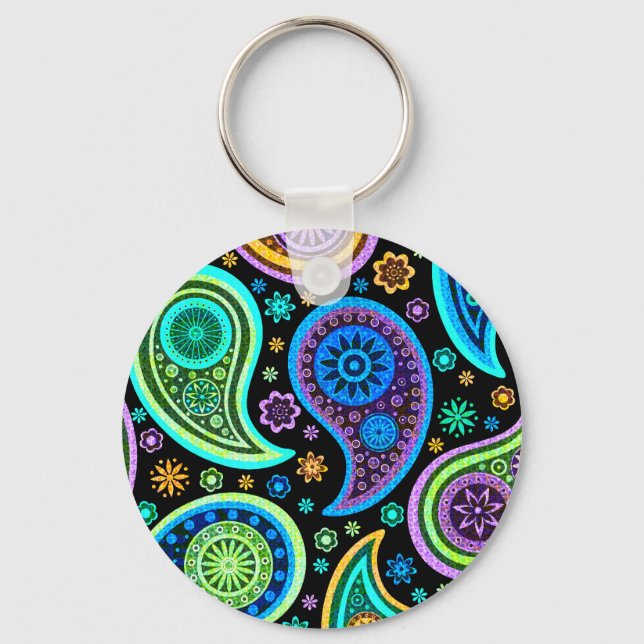 Colorful Paisley Pattern Keychain (Front)