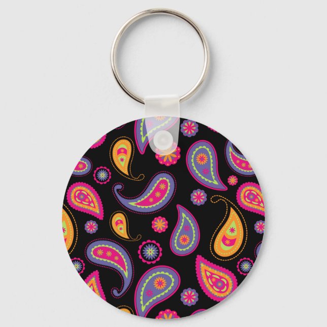 Colorful Paisley Pattern Keychain (Front)