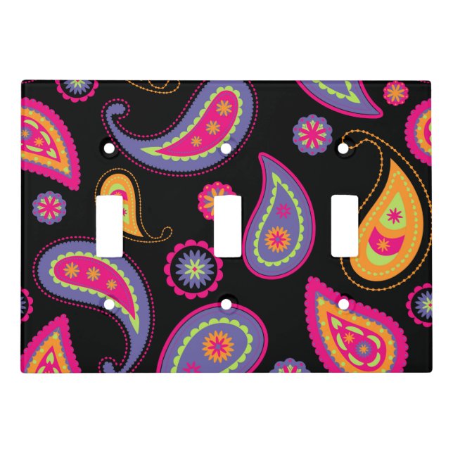 Colorful Paisley Pattern Light Switch Cover (Front)