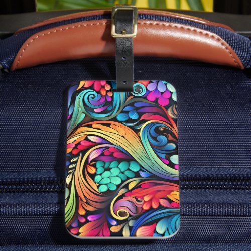 Colorful Paisley Pattern Luggage Tag