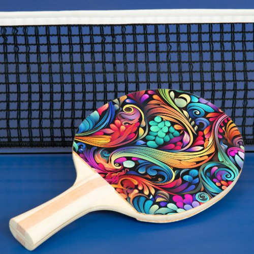 Colorful Paisley Pattern Ping Pong Paddle