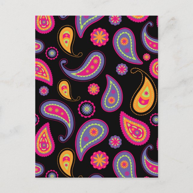Colorful Paisley Pattern Postcard (Front)