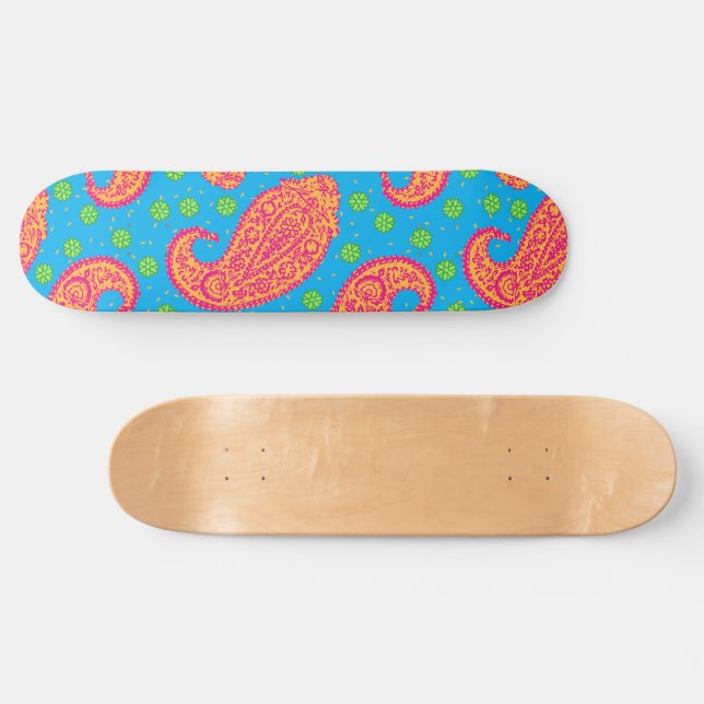 Colorful Paisley Pattern Skateboard (Horz)