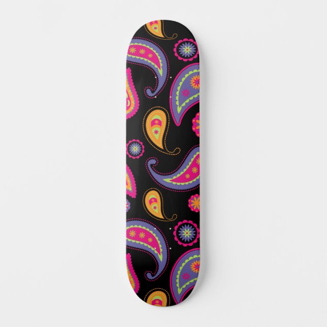 Colorful Paisley Pattern Skateboard (Front)