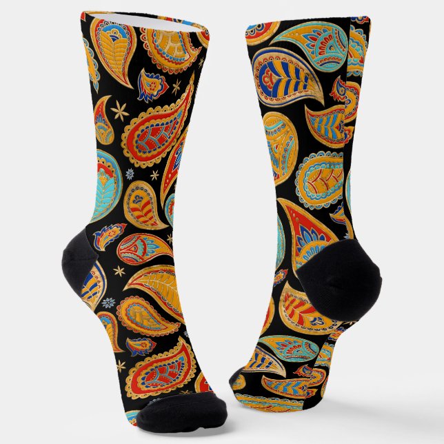 Colorful Paisley Pattern Socks (Angled)