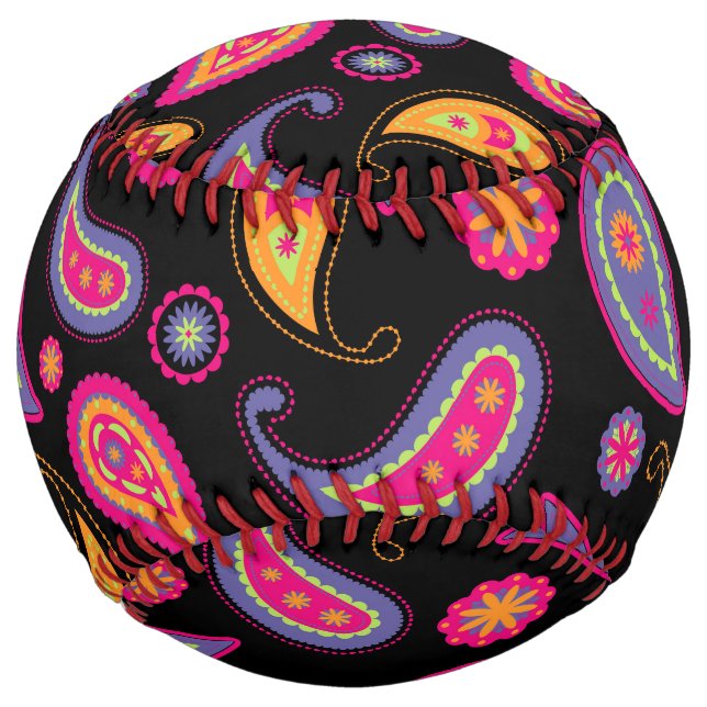 Colorful Paisley Pattern Softball (Front)