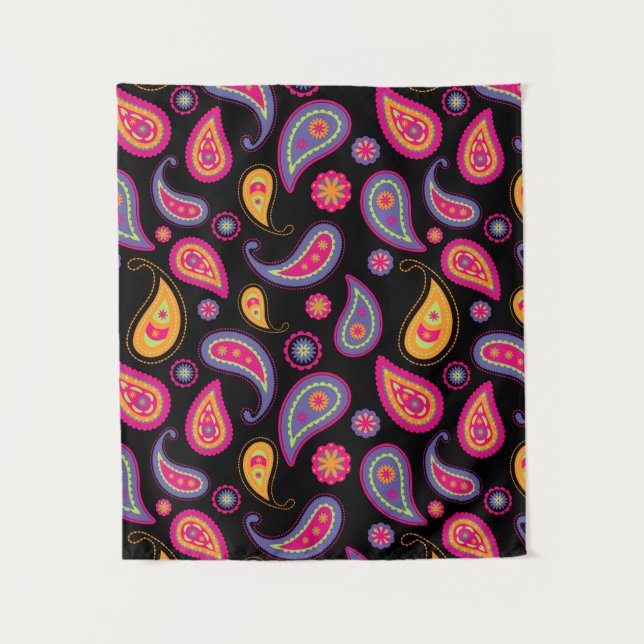 Colorful Paisley Pattern Tapestry (Front)