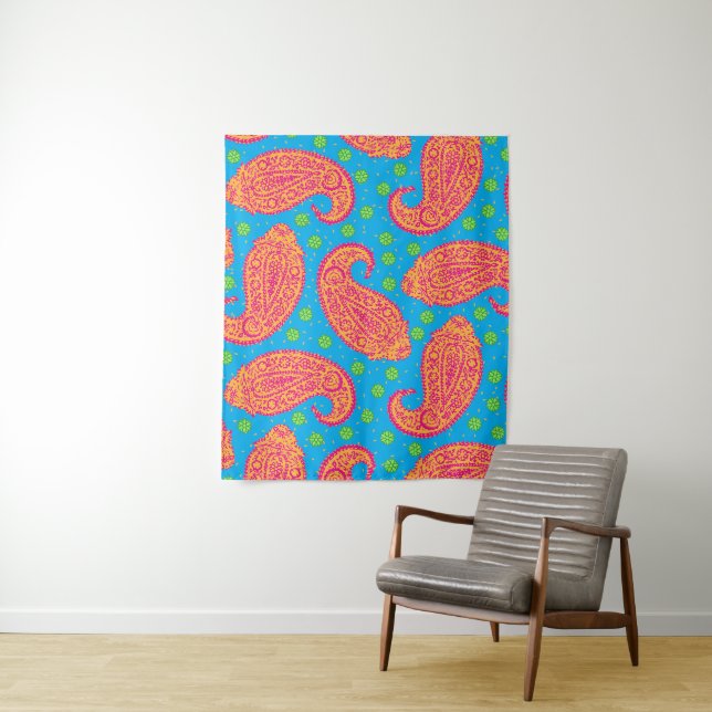 Colorful Paisley Pattern  Tapestry (In Situ)