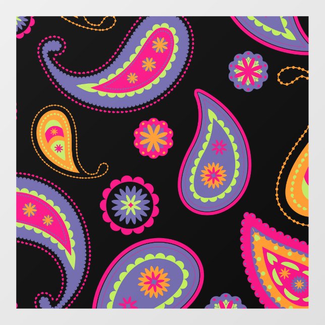 Colorful Paisley Pattern Window Cling (Sheet)