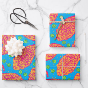 Colorful Paisley Pattern Wrapping Paper Sheets