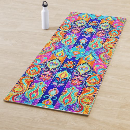 Colorful Paisley Print Pattern Yoga Mat