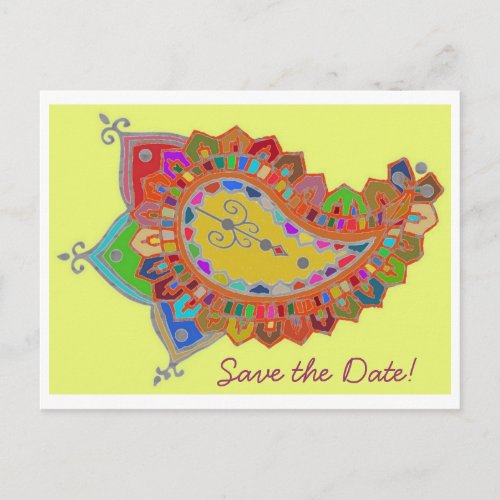 Colorful Paisley Save the Date Postcard
