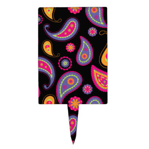 Colorful Paisley seamless Pattern Cake Topper