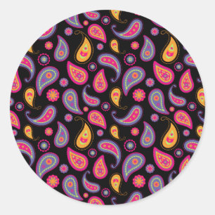 Colorful Paisley seamless Pattern Classic Round Sticker