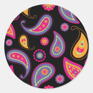Colorful Paisley seamless Pattern Classic Round Sticker