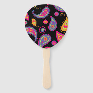 Colorful Paisley seamless Pattern Hand Fan