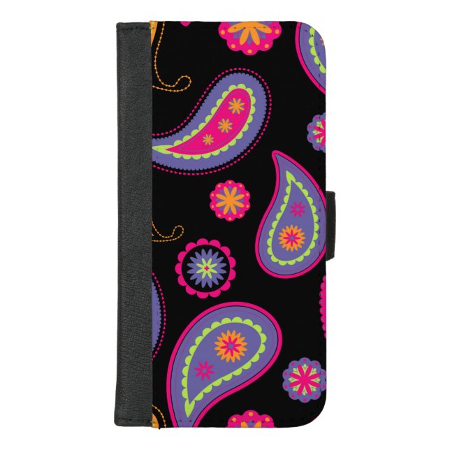 Colorful Paisley seamless Pattern iPhone Wallet Case (Front)