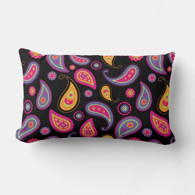 Colorful Paisley seamless Pattern Lumbar Pillow (Front)
