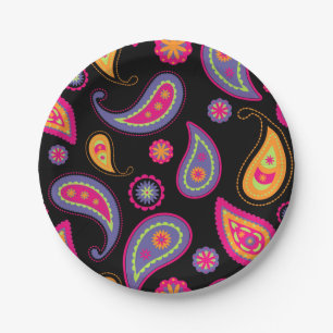 Colorful Paisley seamless Pattern Paper Plates
