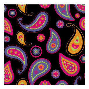 Colorful Paisley seamless Pattern Poster