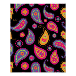 Colorful Paisley seamless Pattern Poster