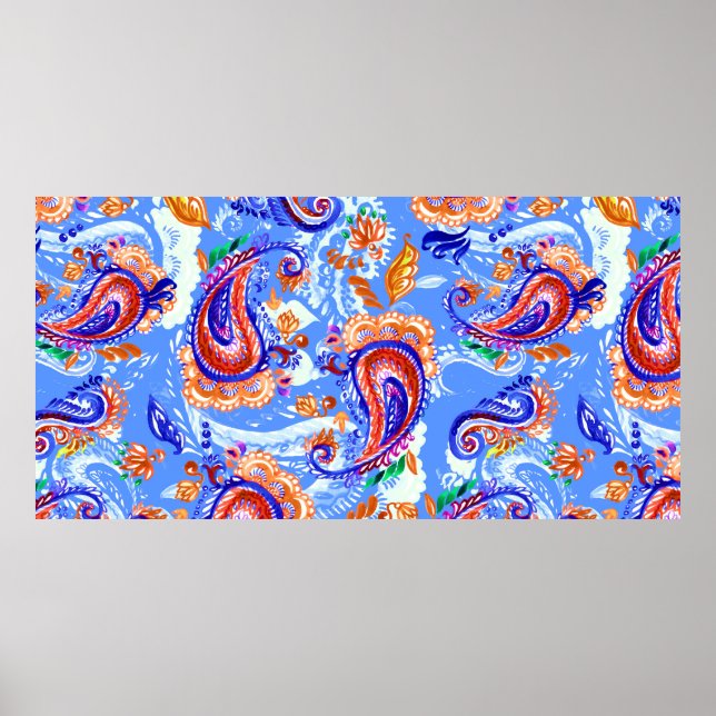 Colorful paisley seamless pattern poster (Front)