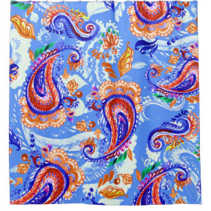 Colorful paisley seamless pattern shower curtain