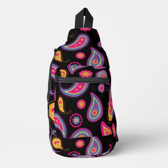 Colorful Paisley seamless Pattern Sling Bag (Front)