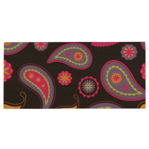 Colorful Paisley seamless Pattern Wood Flash Drive
