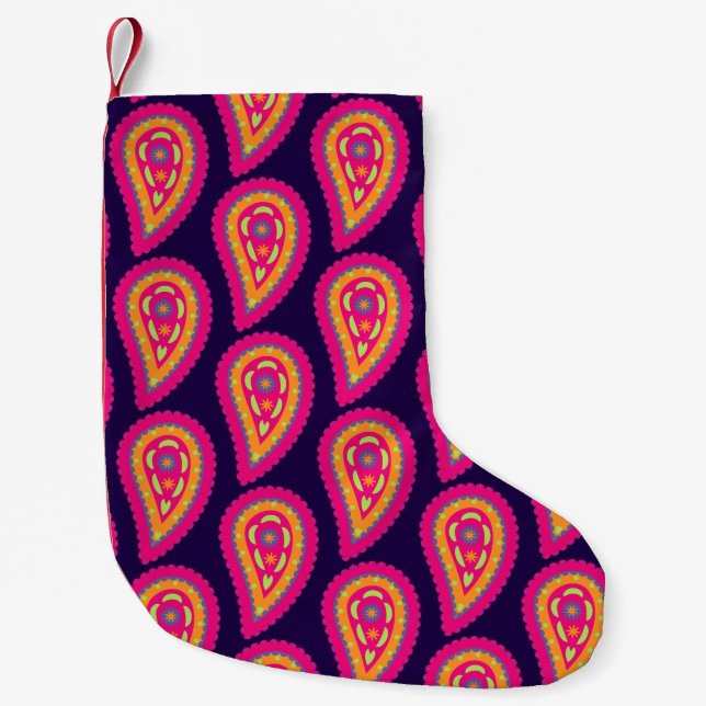 Colorful Paisley Small Christmas Stocking (Front)