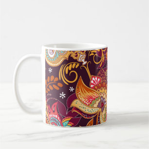 Colorful Paisley Style Floral Pattern Coffee Mug