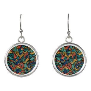 Colorful Paisley Swirl Boho Earrings