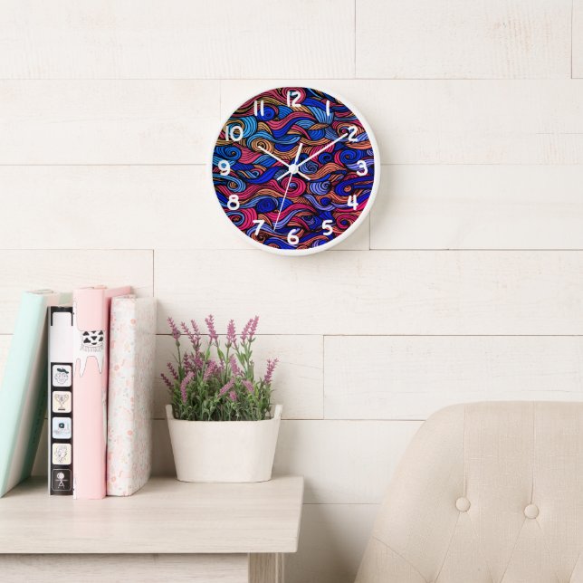 Colorful Paisley Swirl Pattern Wall Clock (Reading Room)