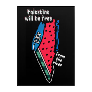 colorful palestine watermelon map graphic design acrylic print